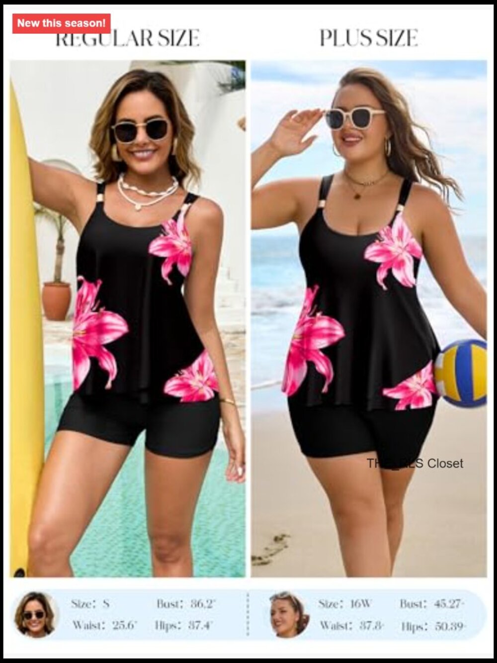 Two Piece Swimsuit Ruffle High Waisted Tankini Flowy Bathing Suit with Pockets - Picture 2 of 7